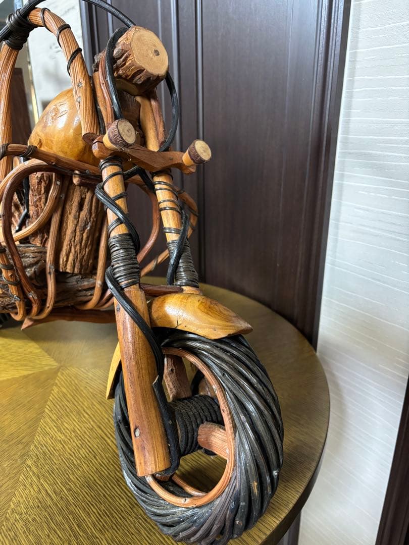 木製バイク置物　天然木　装飾品コレクターズアイテム　ハーレーダビットソン70cm