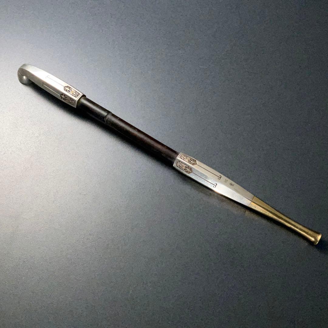 銀製煙管　唐花　瓔珞　キセル　アンティーク　骨董　6R1257お2