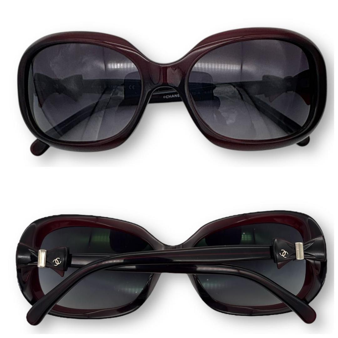 【美品】CHANEL サングラス　リボン ボルドー ケース 箱無し値下げ品