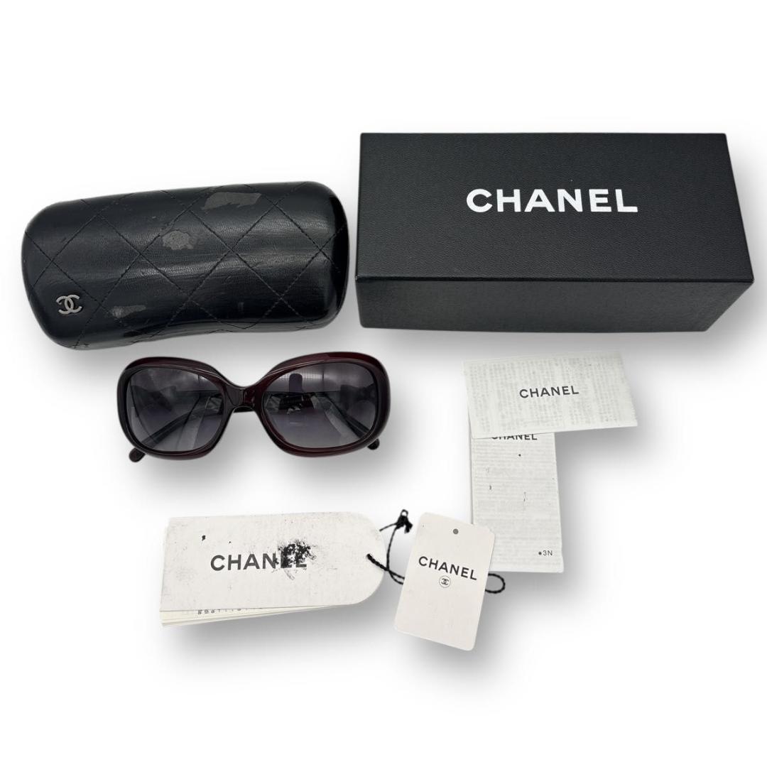 【美品】CHANEL サングラス　リボン ボルドー ケース 箱無し値下げ品