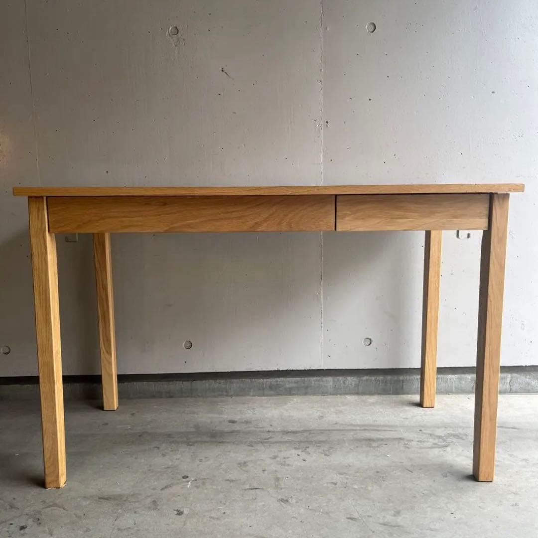 美品★無印 無垢材デスク（引出付）・オーク材