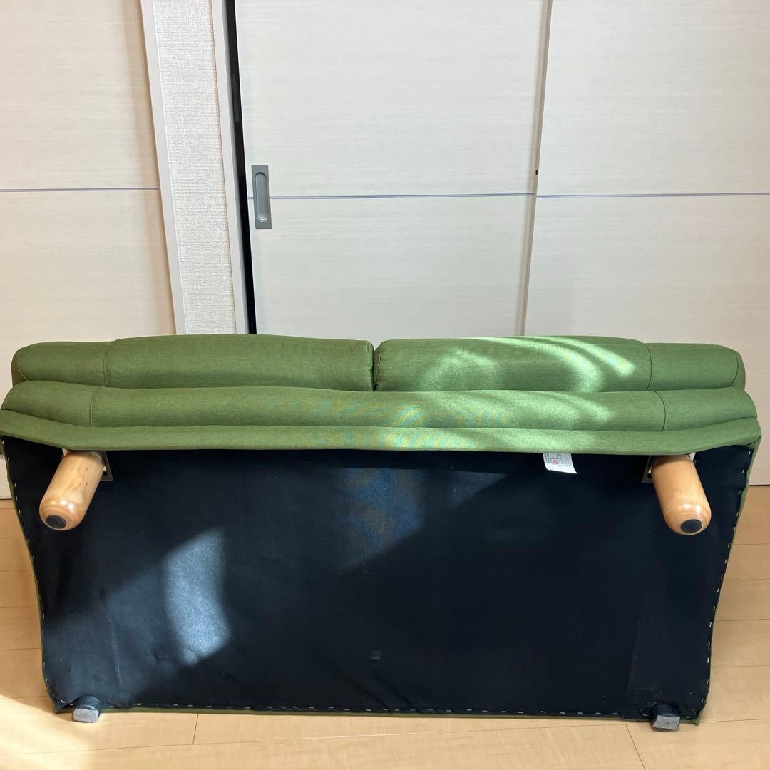 グリーンファブリック2人掛けソファ