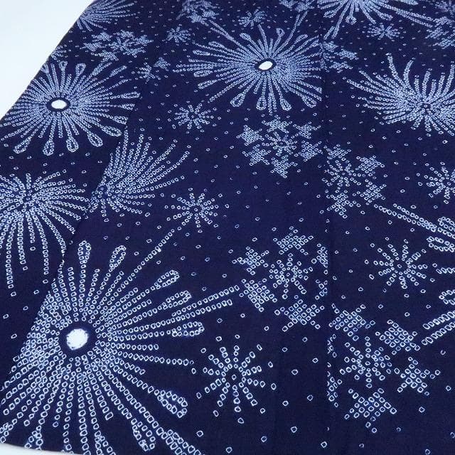 Y3329◆美品 夏着物 やまと誂製 有松鳴海絞り 居敷当て付 花火 高級浴衣