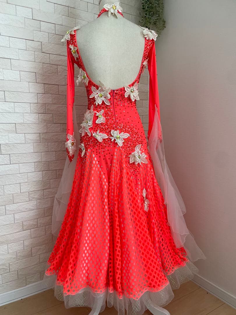 社交ダンスドレス ⭐️コーラルピンク　Mサイズ