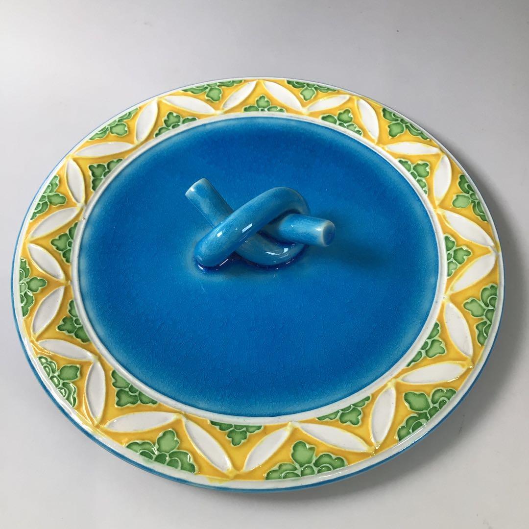 Ｓ６　水指　『中村翠嵐造』『浅黄交趾』『間取松竹梅文』　共箱　茶道具