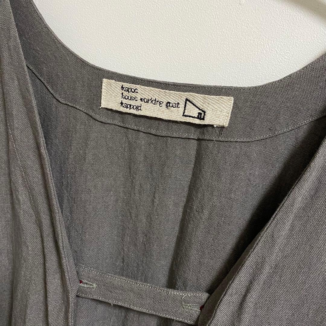 美品　kapoc 割烹着　エプロン　リネン　M〜L グレー