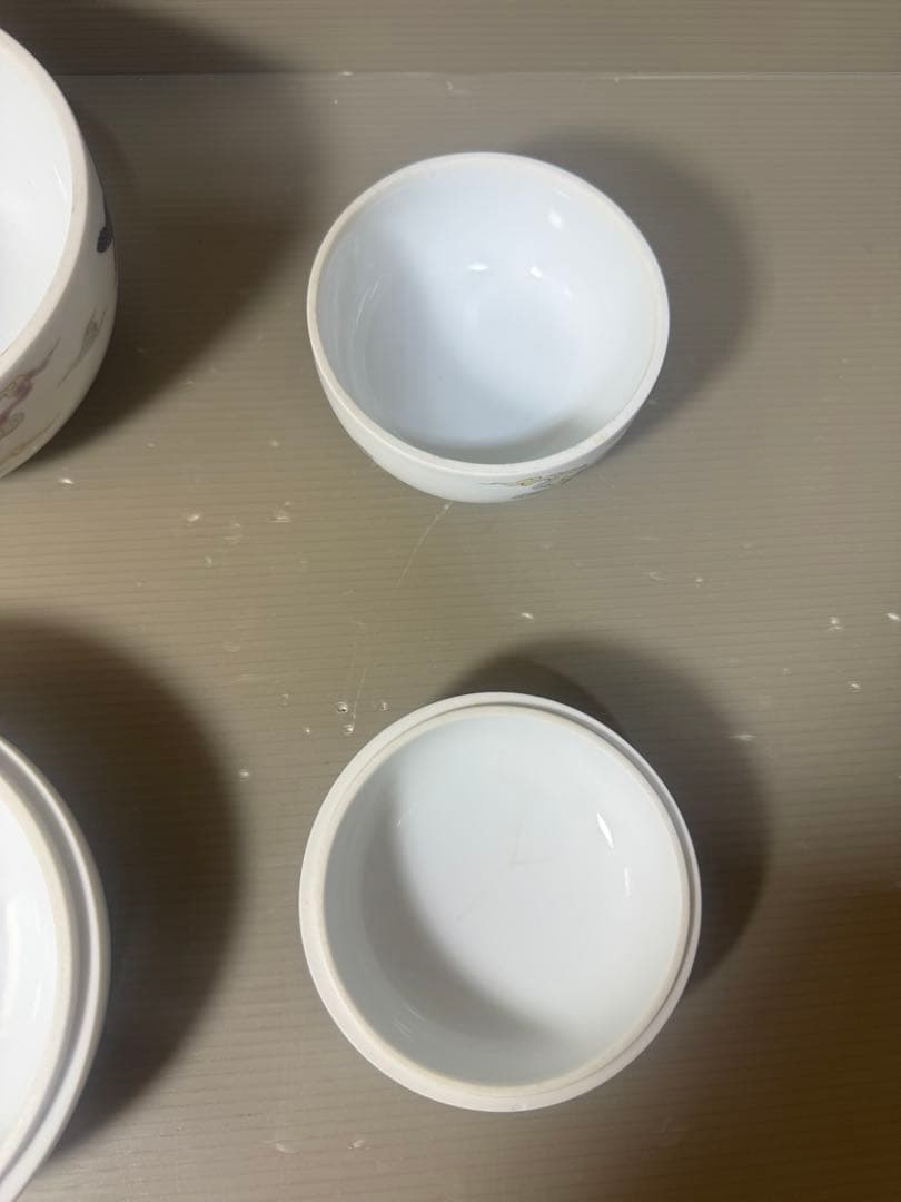 2619 深川製磁  金彩雲鶴図  蓋物  ボンボニエール 大小 菓子器　2客