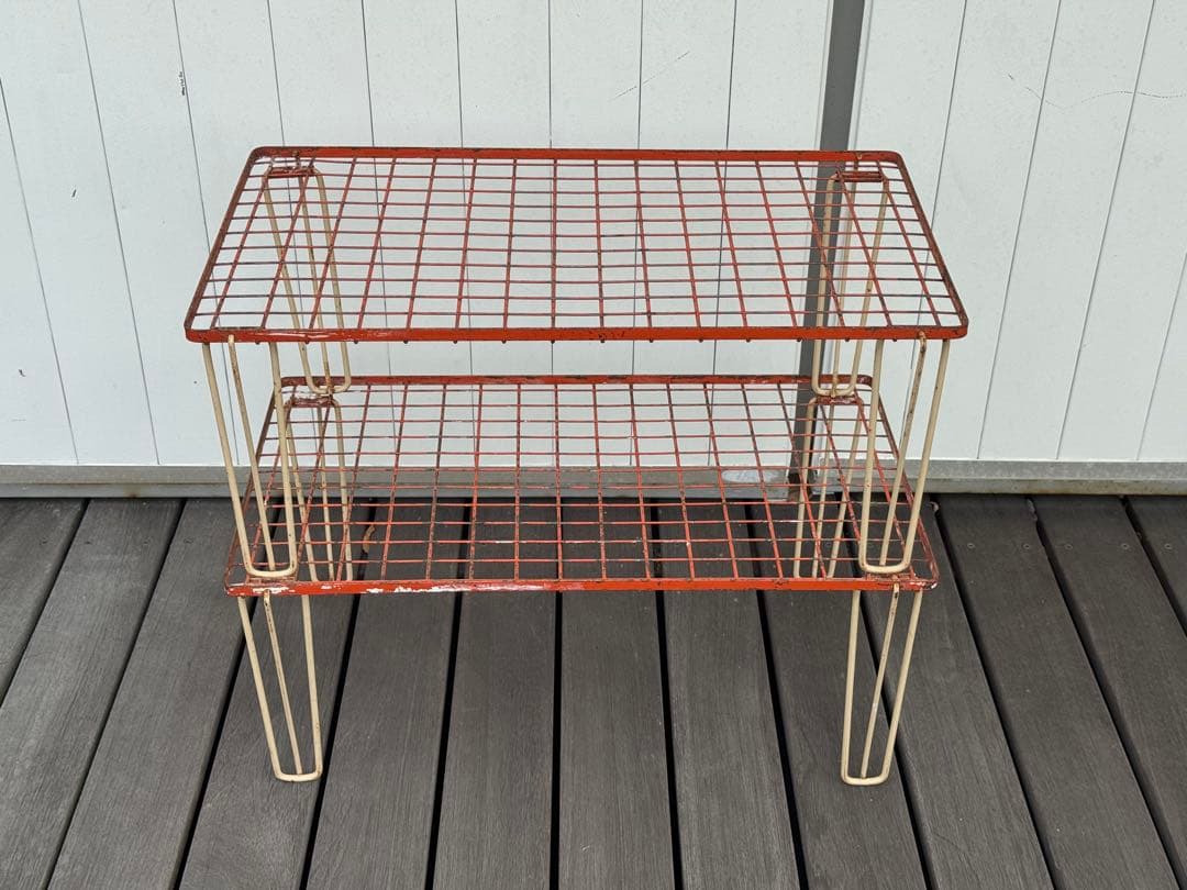 70's ヴィンテージ イギリス Hago社製 キャンプ スチールラック 2段