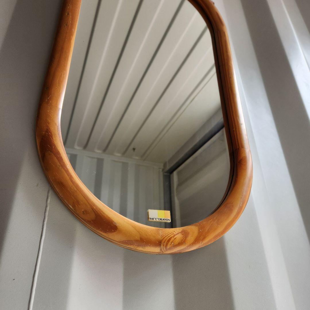 希少　ヴィンテージ　木製フレーム　オーバル　ウォールミラー 壁掛け鏡 天然木 鏡