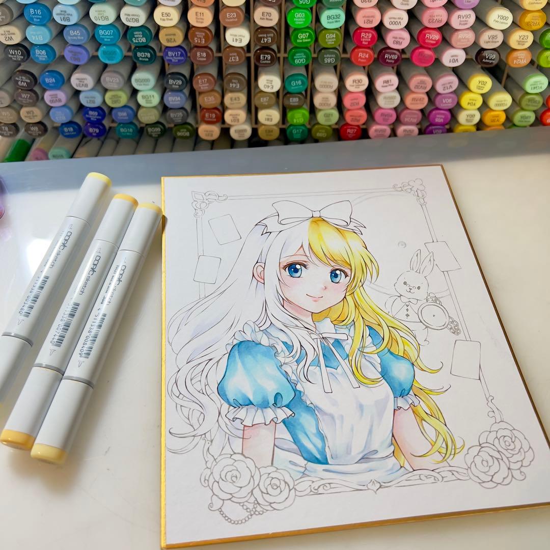 m*n様 不思議の国のアリス ＊ 金色の時間 ＊ 手描きイラスト＊オリジナルイラ