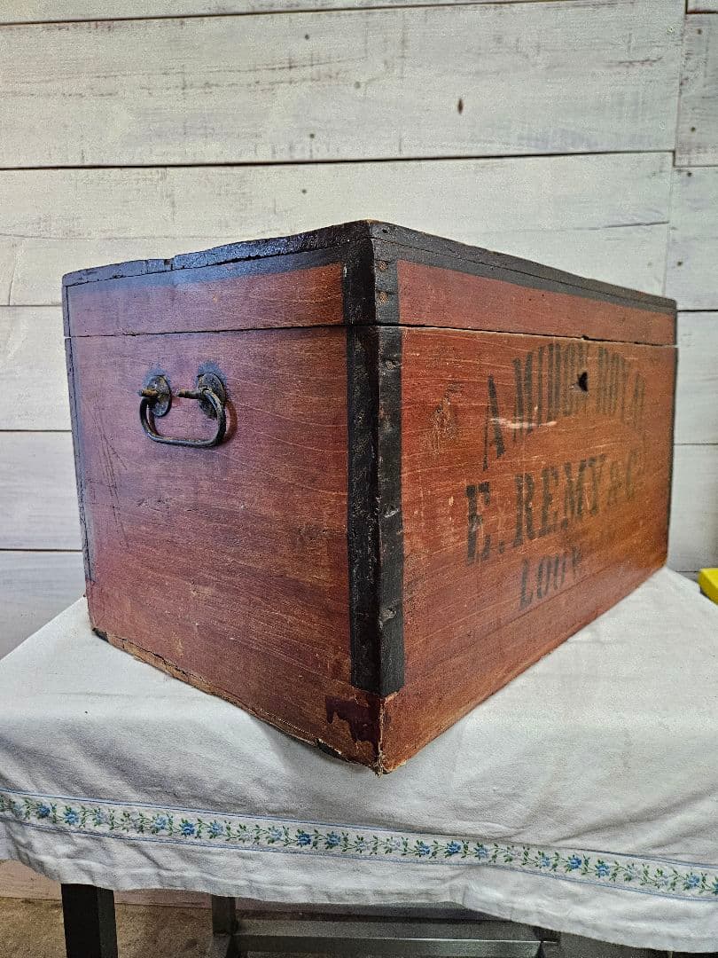 フランスアンティーク 古い木箱 AMIDON  シャビー 宝箱 収納