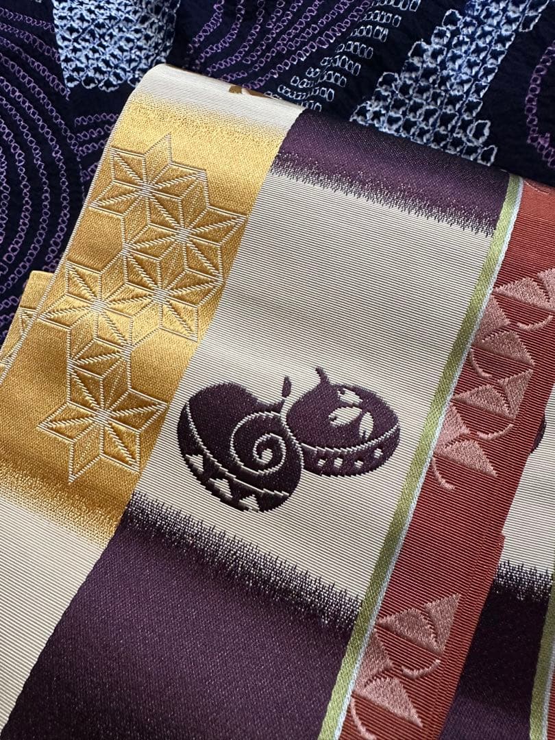 2点セット　新品美品✨身丈165裄丈67 有松鳴海絞り浴衣 藍染に紫　波紋様