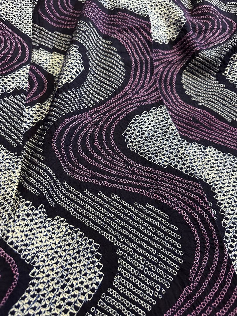 2点セット　新品美品✨身丈165裄丈67 有松鳴海絞り浴衣 藍染に紫　波紋様