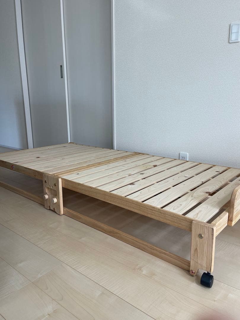 中居木工　2022/5 製造 折りたたみ式ひのきすのこベッド　ライトブラウン