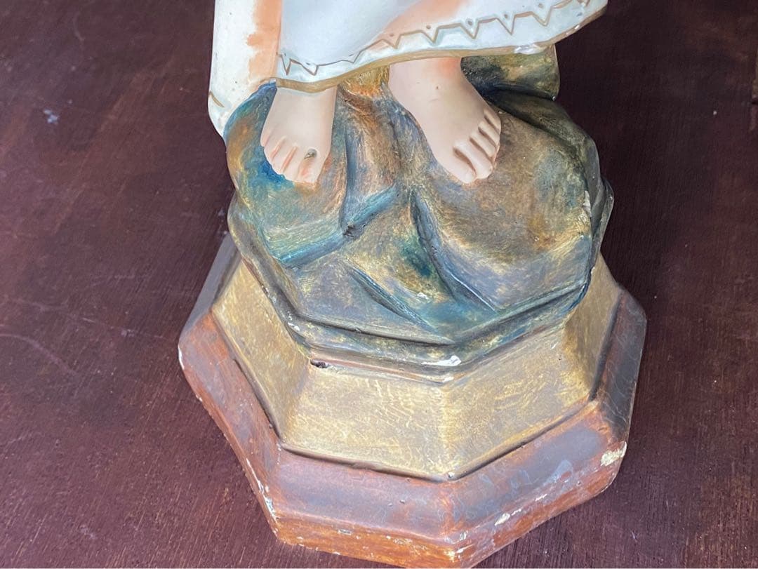 希少 白鳩を抱く幼子イエス少年 キリスト像 置物 インテリア アンティーク