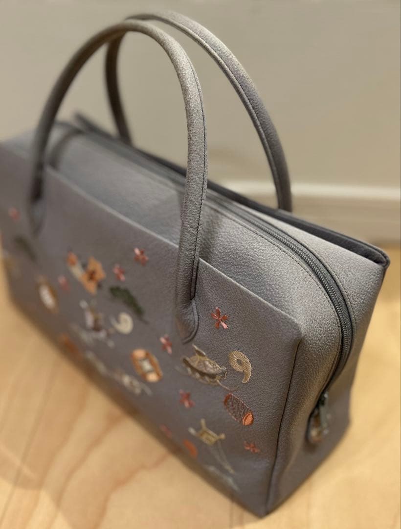 利休バッグ　和装小物　宝づくし　刺繍　冠婚葬祭