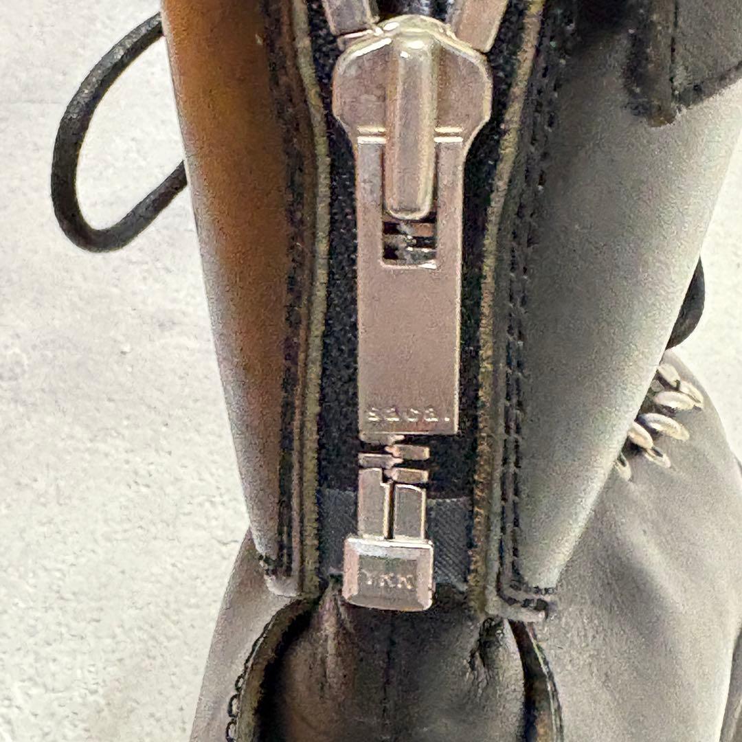 美品　サカイ　sacai (38) レースアップブーツ　バックジップ　レザー　黒