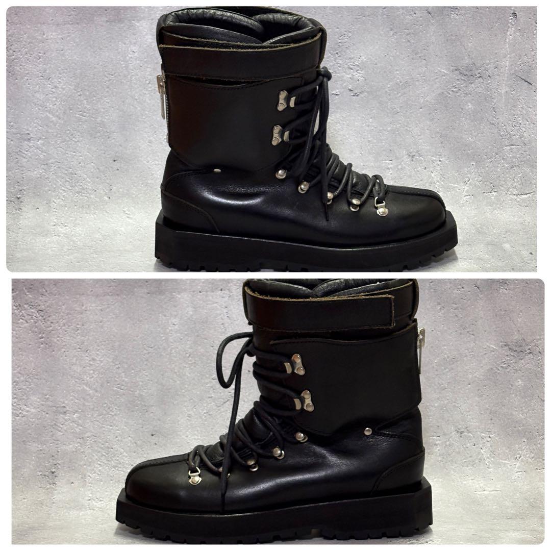 美品　サカイ　sacai (38) レースアップブーツ　バックジップ　レザー　黒