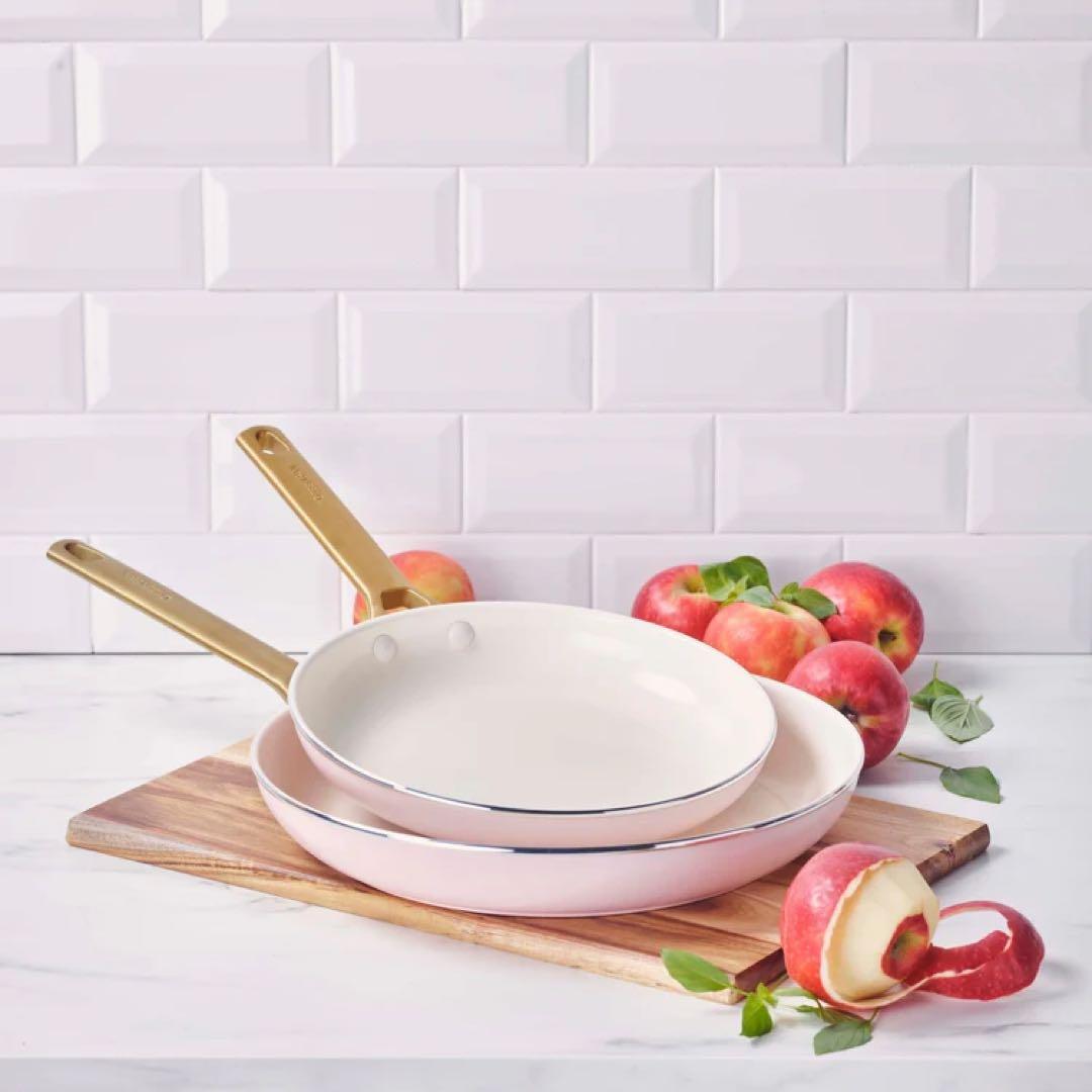 未使用 Greene Pan パドヴァフライパン 20cm ピンク ガラス蓋付き