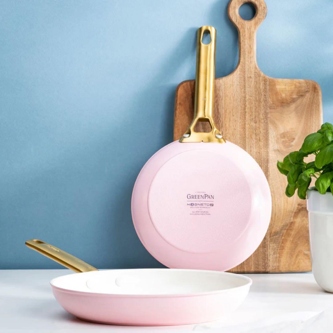 未使用 Greene Pan パドヴァフライパン 20cm ピンク ガラス蓋付き