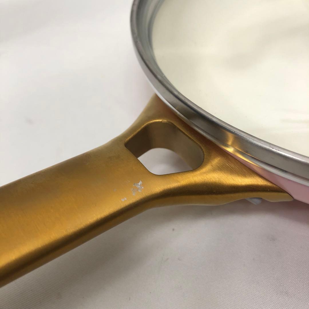 未使用 Greene Pan パドヴァフライパン 20cm ピンク ガラス蓋付き