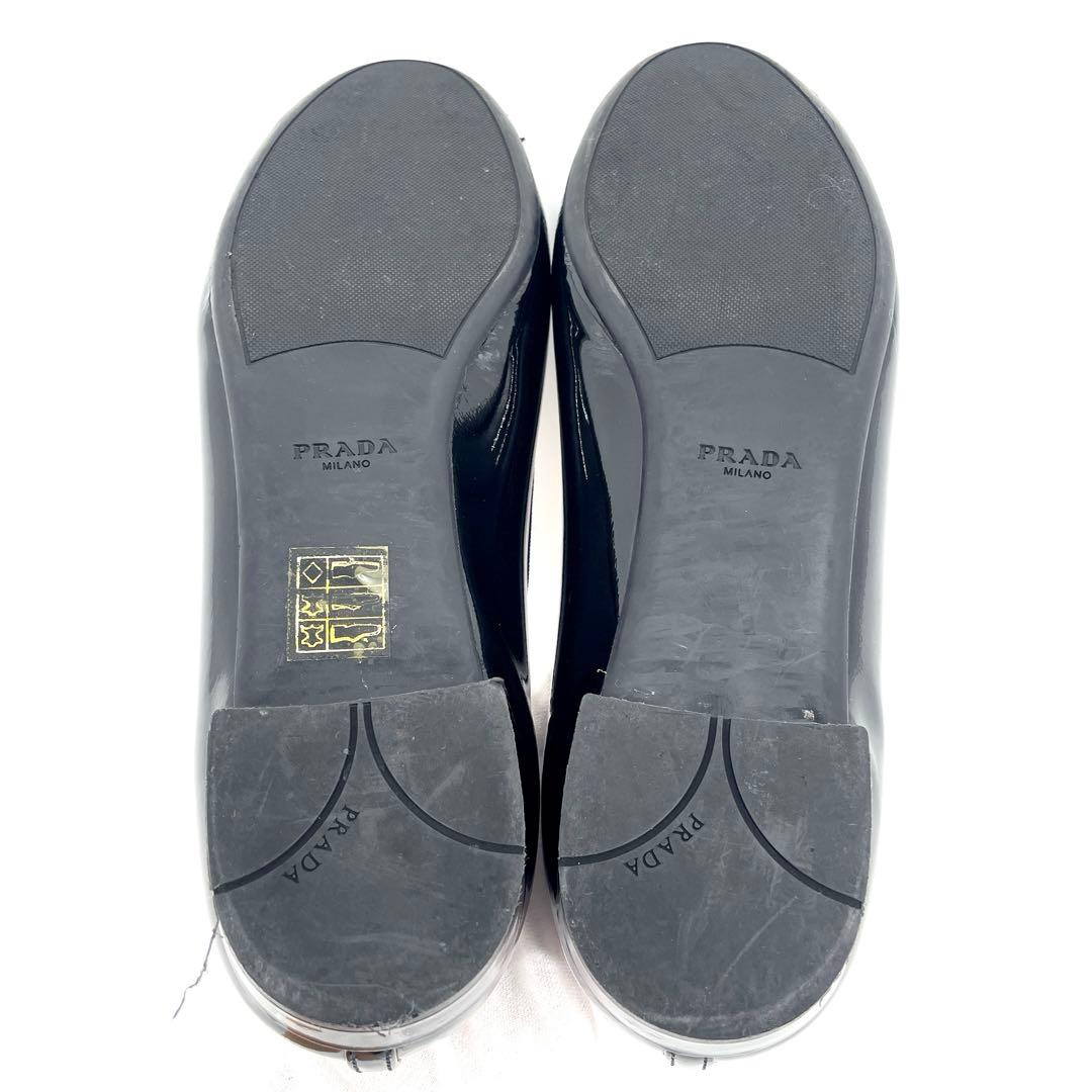 極美品　正規品　プラダ　フラットシューズ　バレリーナ　リボン　25㎝相当