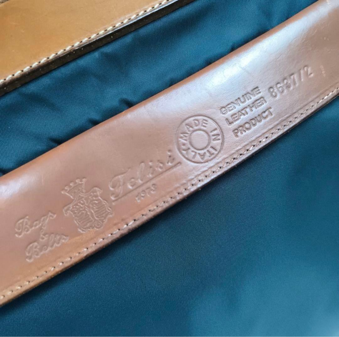 Felisi ブリーフケース 8637/2 1層 A4可 レザー×ナイロン 紺茶