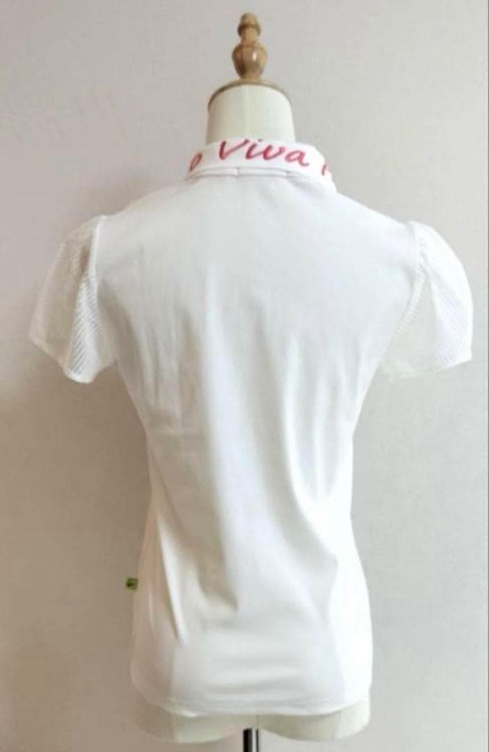 【新品】ビバハート ゴルフウェア ポロシャツ 刺繍ロゴ入り 白×メッシュ切り替え