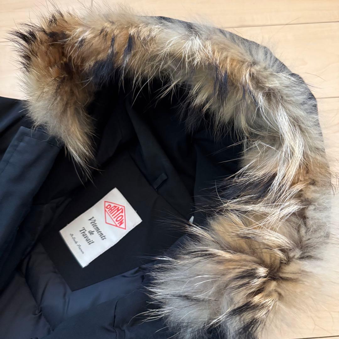 DANTON フーデッドダウンジャケット ファー付き ブラック 38