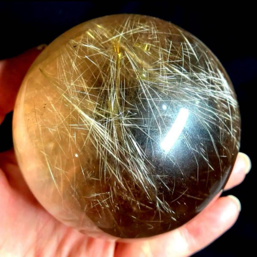 希少★ゴールドルチルクォーツ★丸玉　77mm　ビックサイズ　天然石