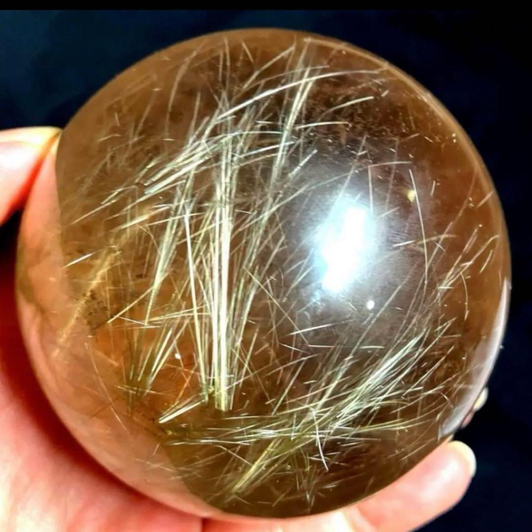 希少★ゴールドルチルクォーツ★丸玉　77mm　ビックサイズ　天然石