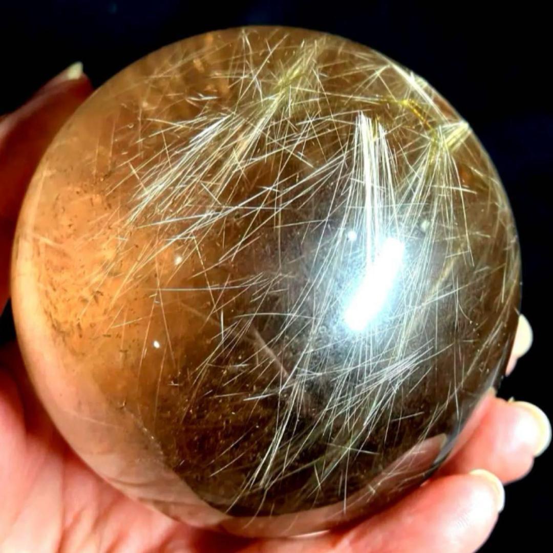 希少★ゴールドルチルクォーツ★丸玉　77mm　ビックサイズ　天然石