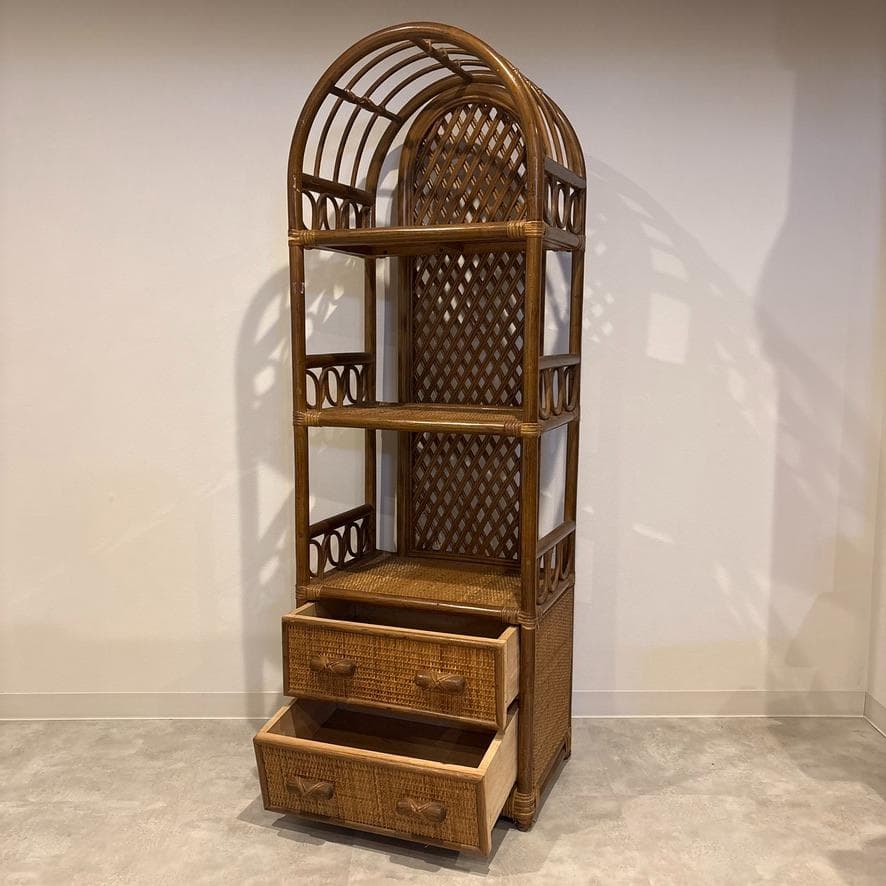 ラタン製アーチ型シェルフ