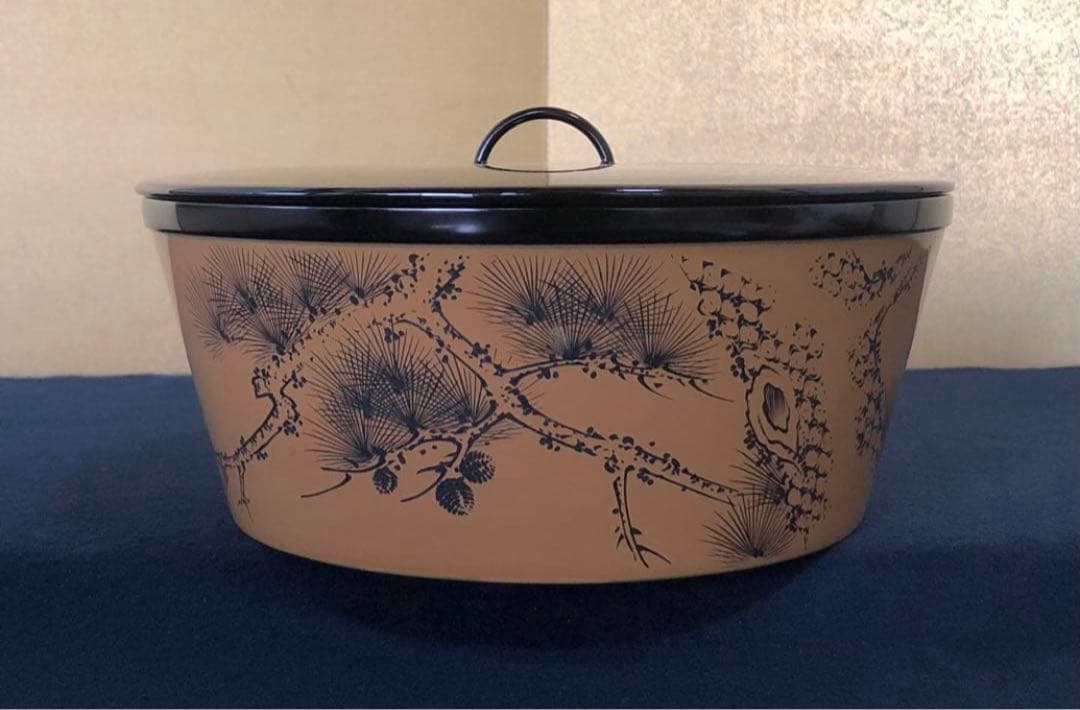 《R》輪島塗 松文彫 水指 前大峰 花押 底印 共箱 260202く3