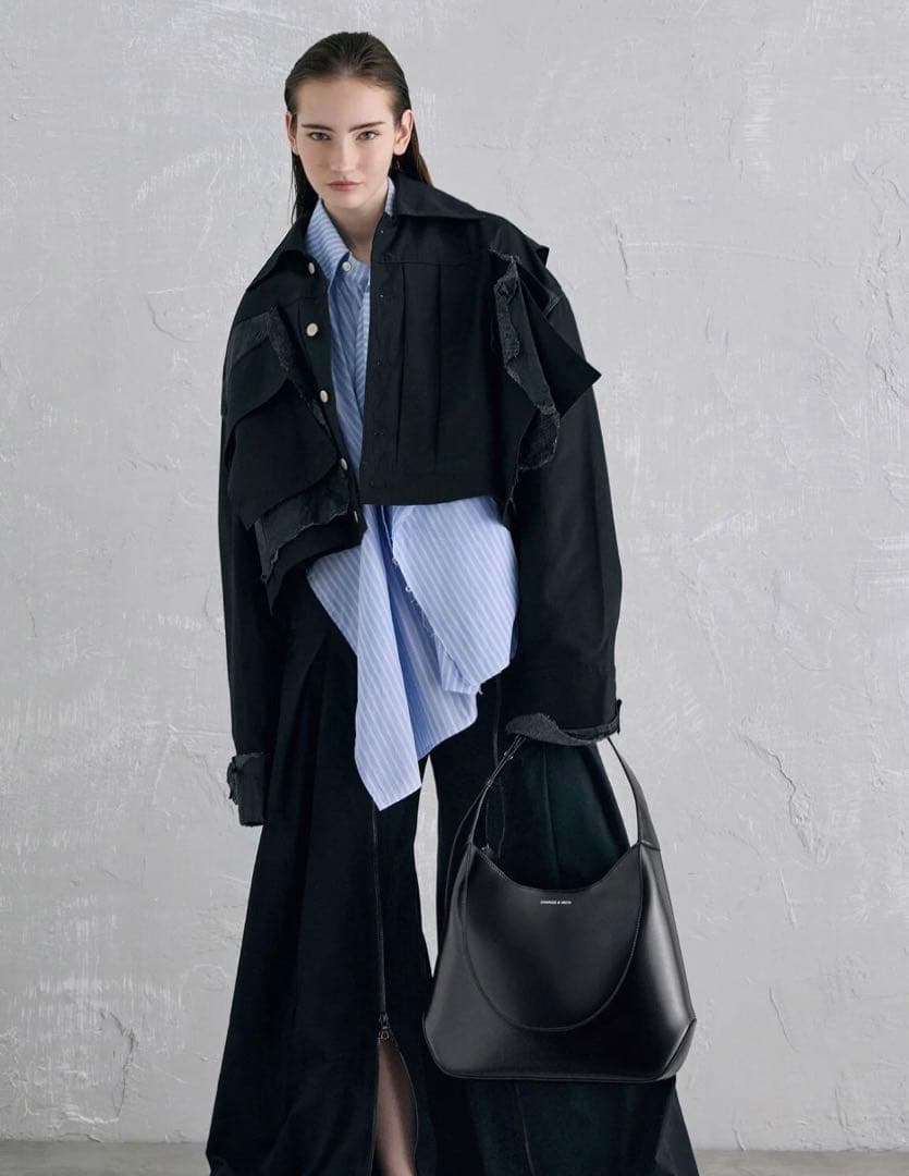 CHARLES & KEITH シグリッド ホーボーバッグ ノワールブラック黒