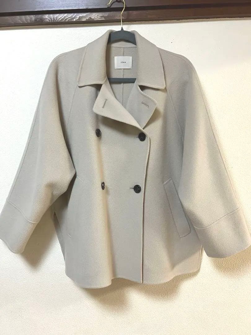 IENA スーパー160 ダブルフェイスショートコート 38 ベージュ