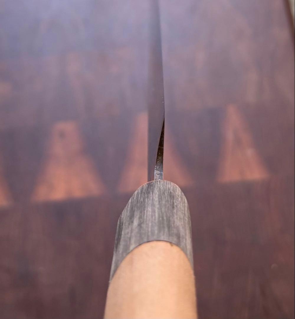 正本　築地　秀　切付　筋引　300mm 尺　包丁　和包丁　研ぎ済　朴水牛柄