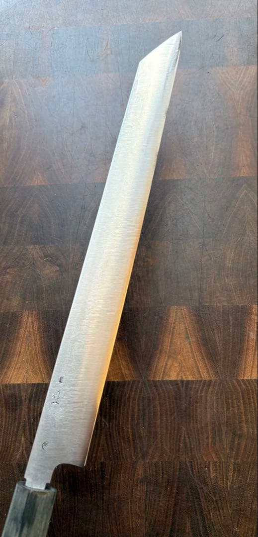 正本　築地　秀　切付　筋引　300mm 尺　包丁　和包丁　研ぎ済　朴水牛柄