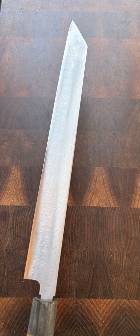 正本　築地　秀　切付　筋引　300mm 尺　包丁　和包丁　研ぎ済　朴水牛柄