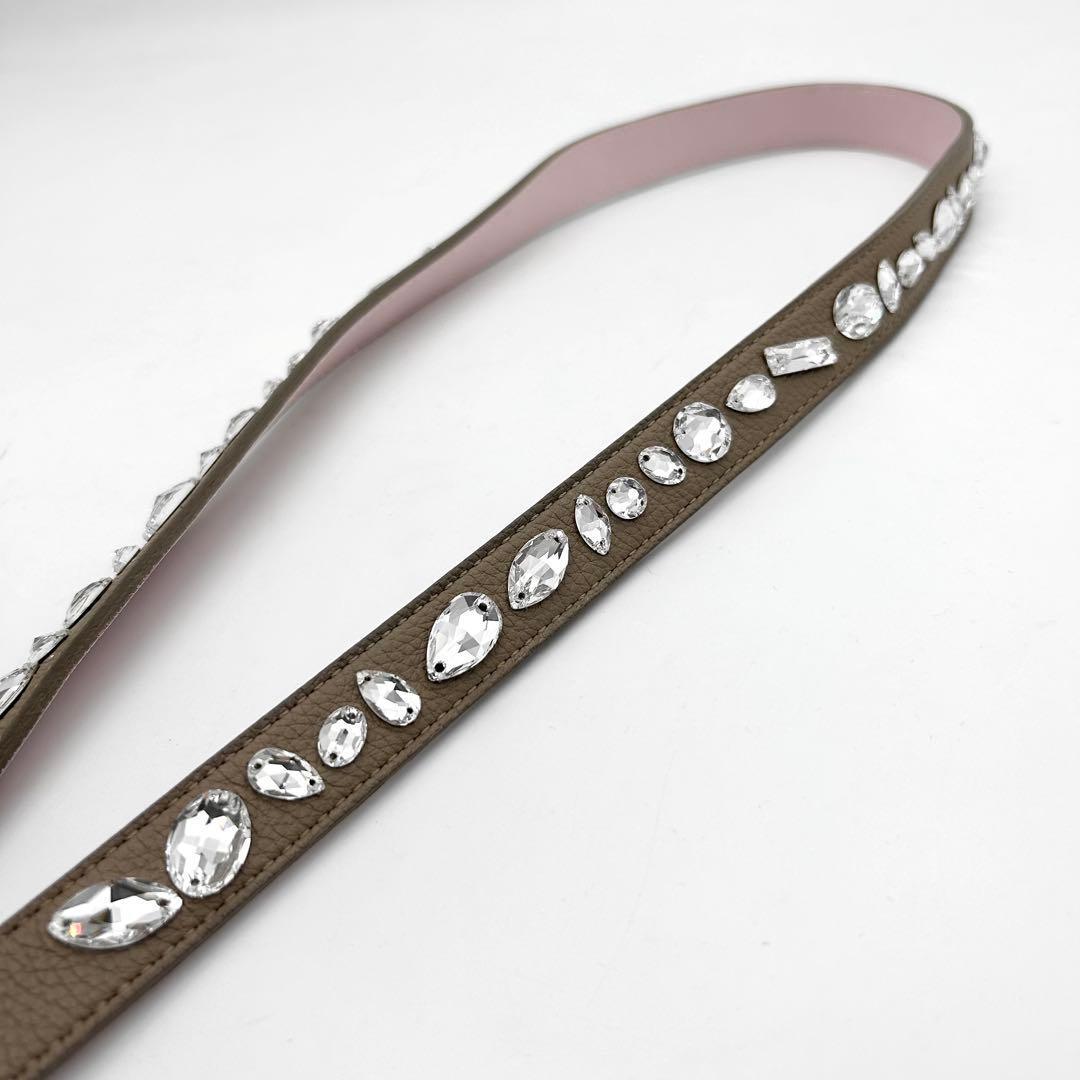 未使用級　A.D.M.J　ショルダーストラップ　クリスタル　ビジュー　レザー