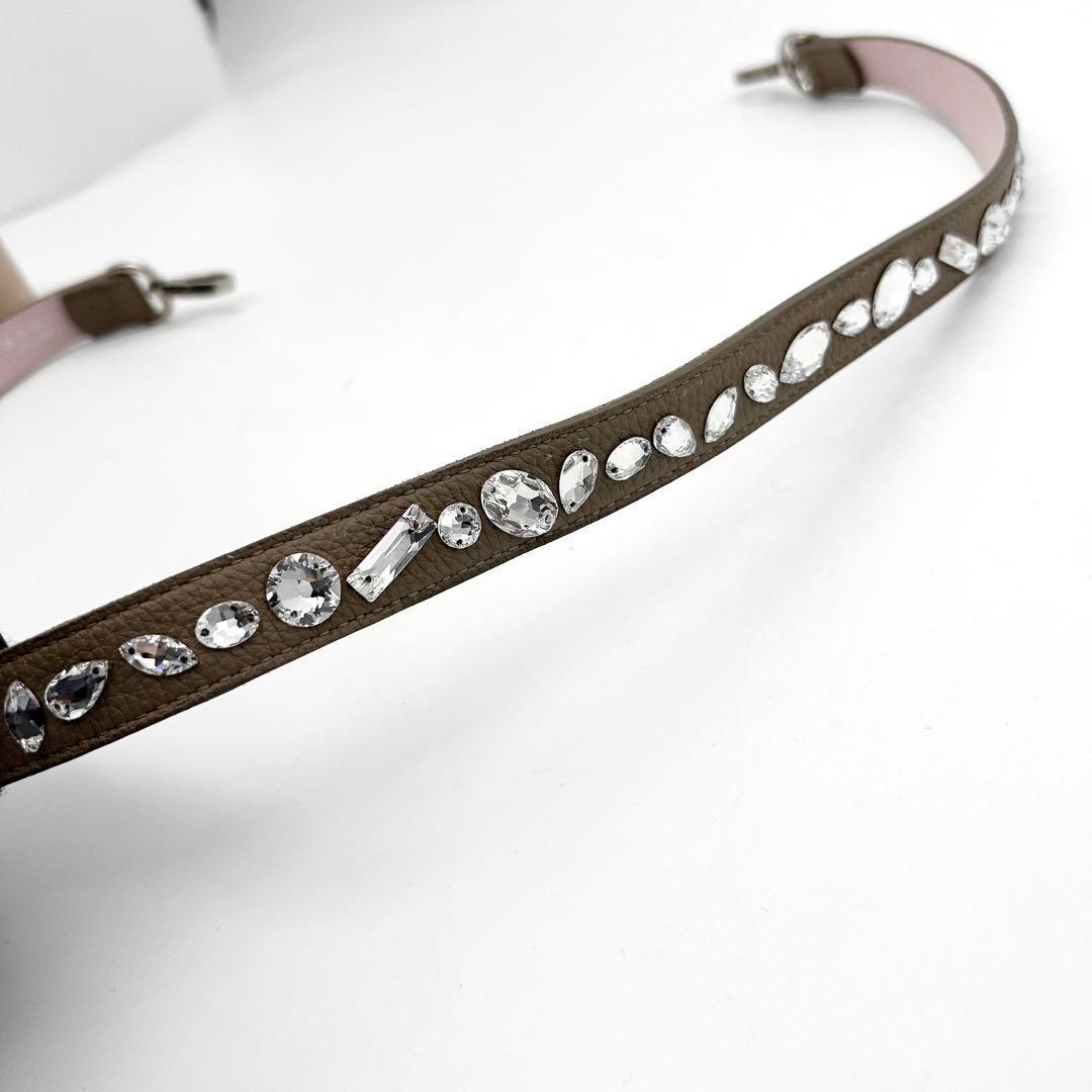未使用級　A.D.M.J　ショルダーストラップ　クリスタル　ビジュー　レザー