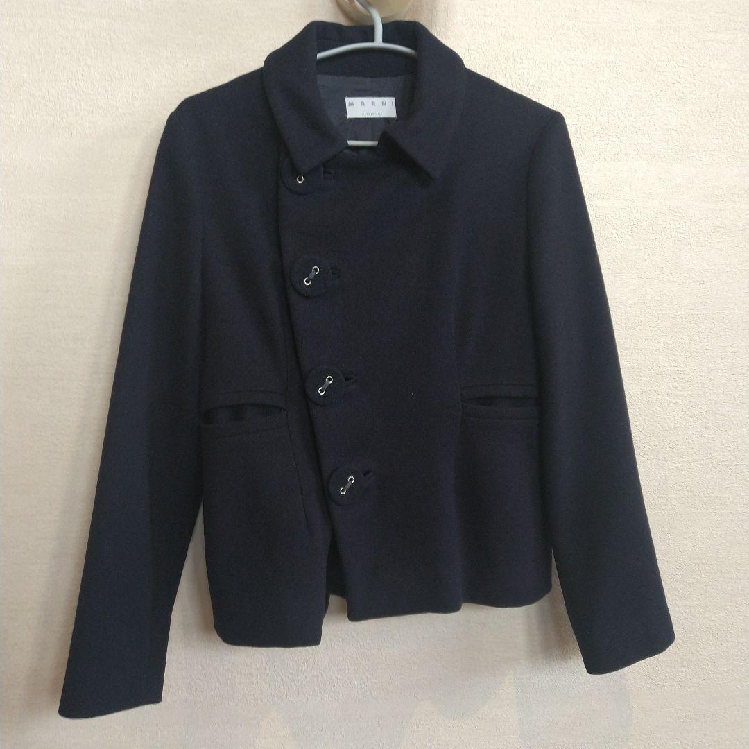 イタリア製 MARNI マルニ ハーフコート ピーコート ウール ネイビー