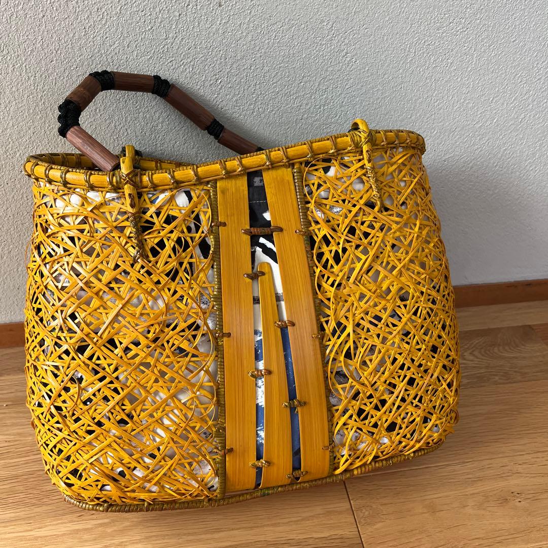 竹籠バッグ黄色