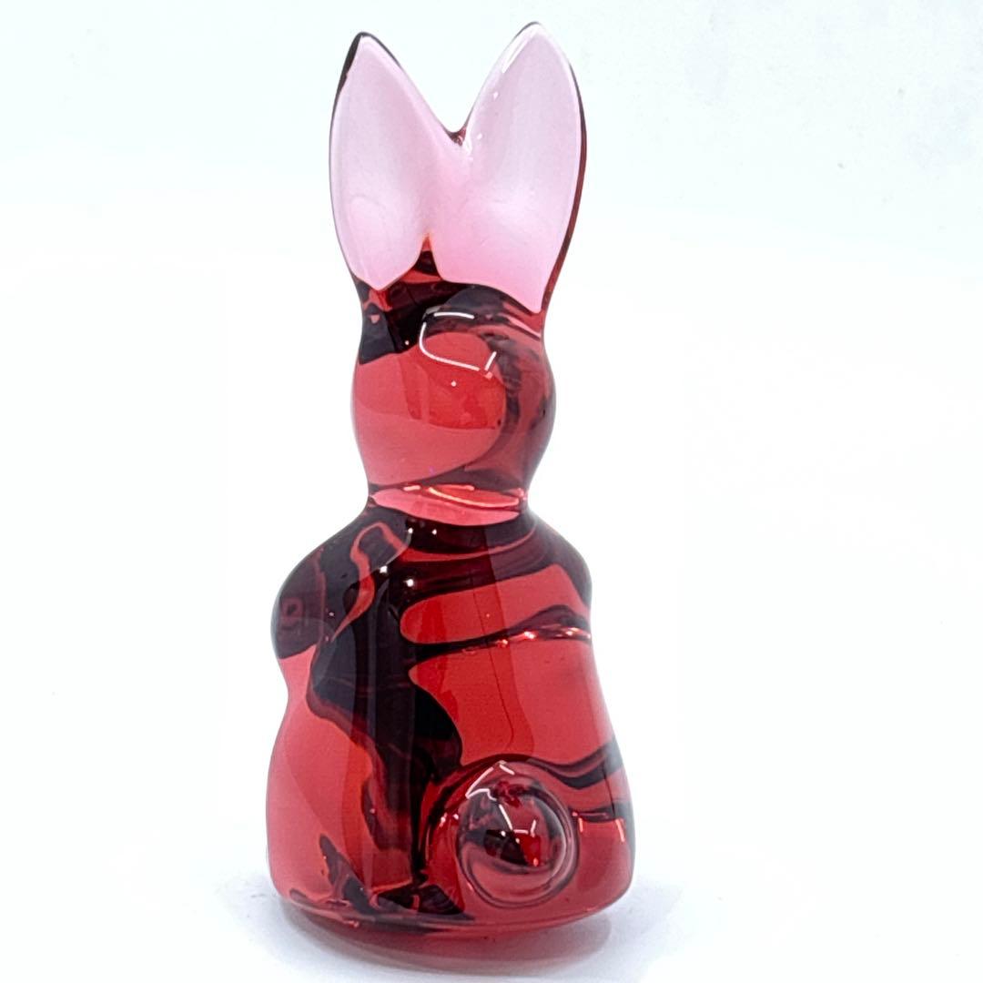 美品 Baccarat バカラ クリスタル フィギュリン うさぎ レッド 兎 卯