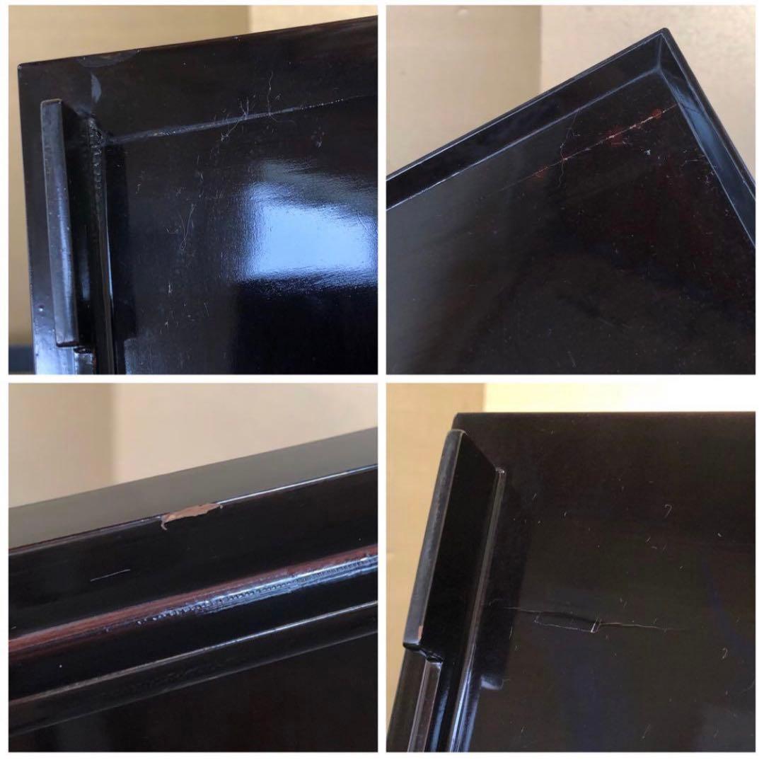 《レ》黒塗 流水紅葉蒔絵 脚付膳 四方膳10客 木製漆器 木箱260116き4