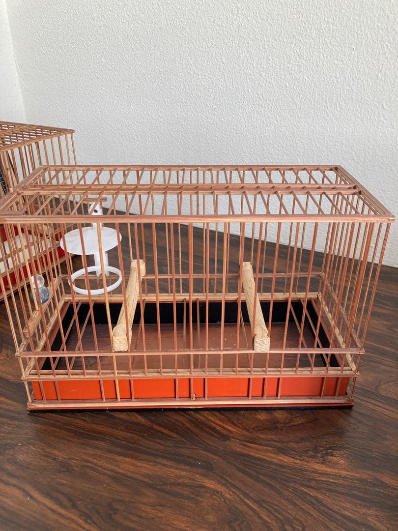 竹細工　めじろ　鳥かご　4個　木製天然木　寝かせ箱　セット