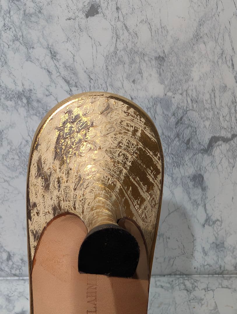 美品✨️ マノロ ブラニク サンダル ミュール ゴールド パイソン ヒール 36