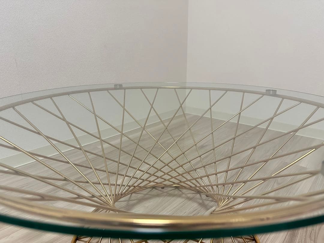 フランフラン ガラステーブル コーヒーテーブル クリア×ゴールド