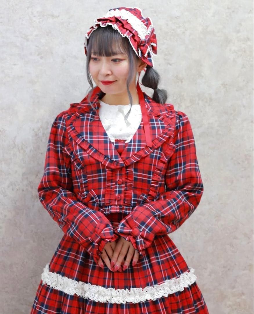 axes femme kawaiiタータンチェック ３点セット 懐古ロリィタ