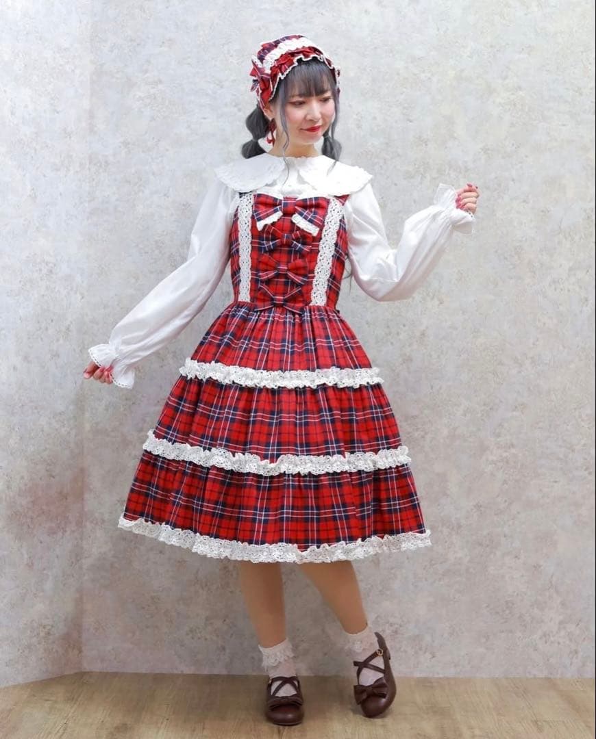 axes femme kawaiiタータンチェック ３点セット 懐古ロリィタ